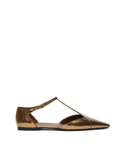 MAX MARA LAMINATED LEATHER BALLET FLATS