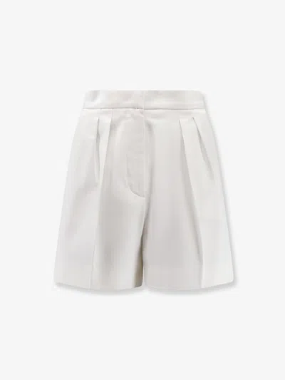 Max Mara White Stretch Cotton Satin Mxmtabacco Shorts