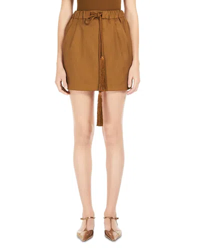 Max Mara Short Length Tassel Detail Skirt In Brown
