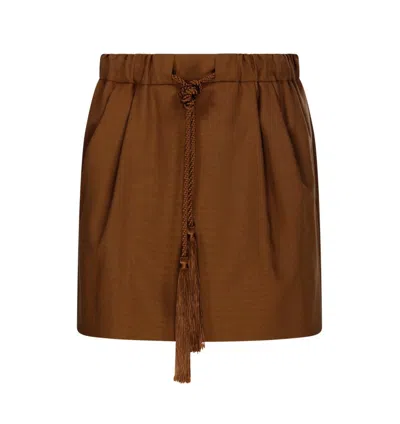 Max Mara Tabarin Tassel Detailed Mini Skirt In Brown