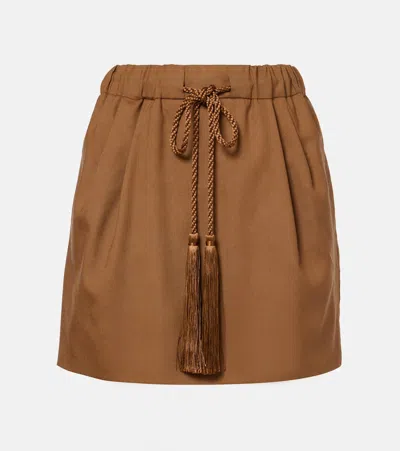 Max Mara Tabarin Wool And Silk-blend Miniskirt In Brown