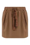 Max Mara Wool Blend Mini Skirt With Tassel Detail In Brown