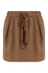 Max Mara Wool Blend Mini Skirt With Tassel Detail In Brown
