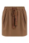 Max Mara Wool Blend Mini Skirt With Tassel Detail In Brown