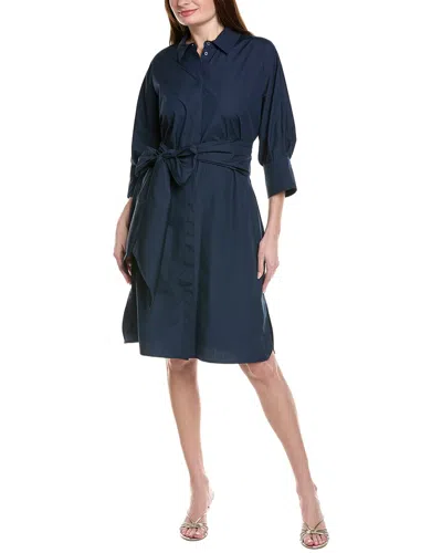 Max Mara Tabata Long Sleeve Cotton Shirtdress In Blue