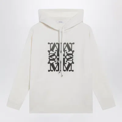 Max Mara Taddeo Intarsia Knit Wool Sweater With Hood In White