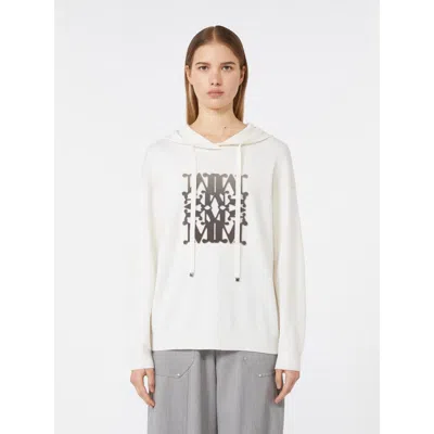 Max Mara Ivory Wool Taddeo Sweatshirt In Animal Print