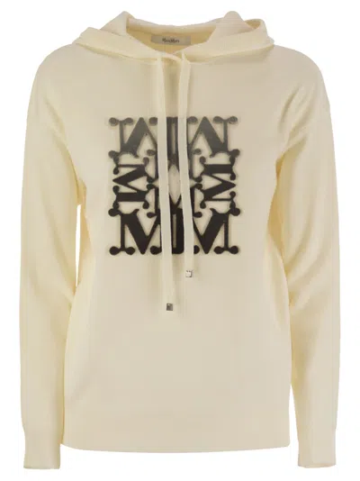 Max Mara Taddeo Sweatshirt In Wool Yarn In White