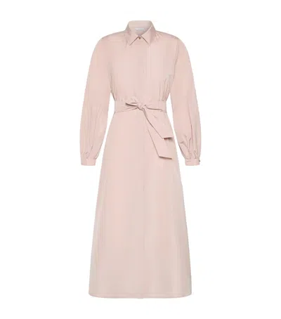 Max Mara Taffeta Maxi Shirt Dress In Brown