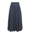 Max Mara Taffeta Pleated Maxi Skirt In Blue