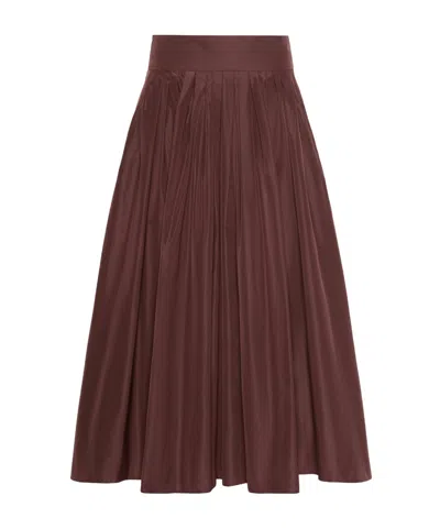 Max Mara Taffeta Pleated Skirt In Burgundy
