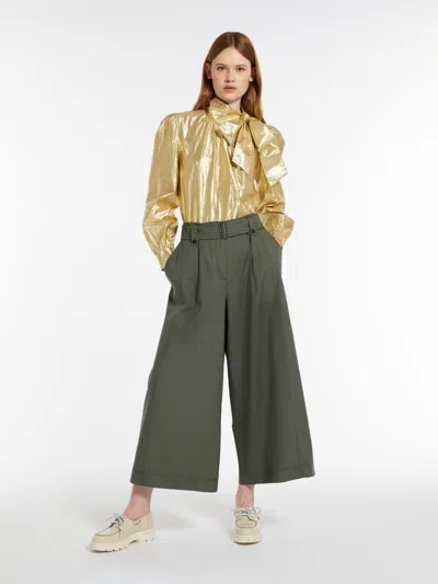Max Mara Taffeta Pussy-bow Shirt In Gold
