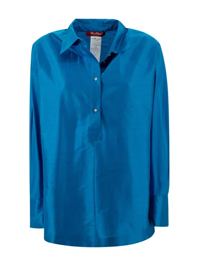 Max Mara Taffeta Shirt In Clear Blue