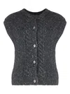 Max Mara Studio Taffy Sweater Vest With Buttons In Gray