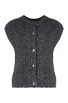 Max Mara Studio Taffy Sweater Vest With Buttons In Gray