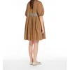 Max Mara Short Cotton Poplin Dress In Brown