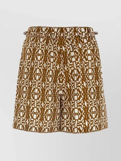 Max Mara 'taiga' Geometric Pattern Shorts In Brown