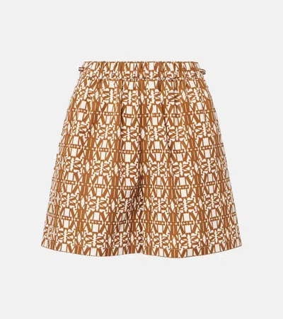 Max Mara Taiga High-rise Cotton Shorts In Brown