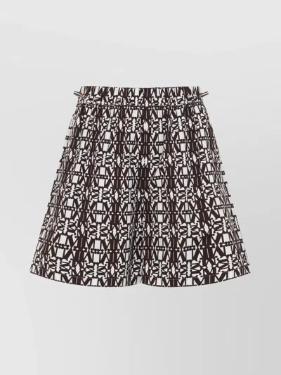 Max Mara Taiga Monogram Cotton Flared Shorts In Brown