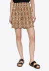 Max Mara Hawaii-style Logo Shorts Matching Luxury Dress In Brown
