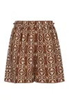 Max Mara Taiga Printed Cotton Shorts In Brown