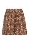 Max Mara Taiga Printed Cotton Shorts In Brown