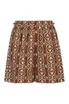 Max Mara Taiga Printed Cotton Shorts In Brown