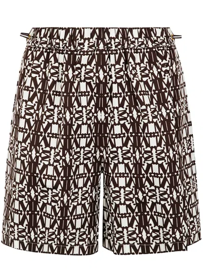 MAX MARA TAIGA PRINTED POPELINE SHORT BY MAX MARA,2511141032600 003 IVORY COFFEE