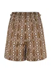 Max Mara Taiga Printed Cotton Shorts In Brown