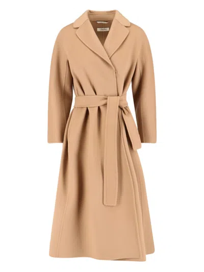 Max Mara Tailored Beige Wool Coat With Classic Lapels In Neutral