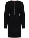 Max Mara Studio Zip Detailed Crewneck Long In Black