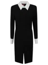 Max Mara Tailored Black Dress With White Collar In Black