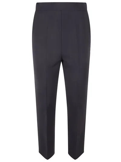 Max Mara Tailored Black Trousers With Structured Waistband In Blue