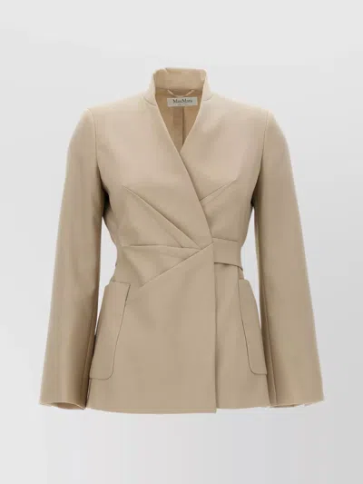 Max Mara Tailored Blazer With Belted Waist And Pockets In Cream