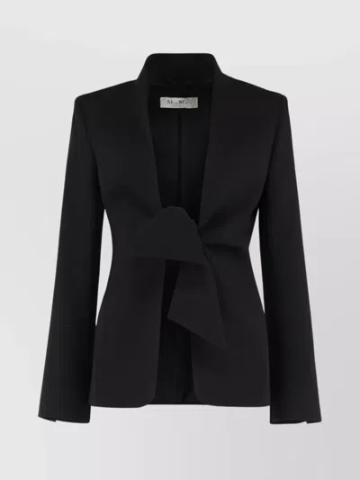 Max Mara Tailored Blazer With Bow Detail And Padded Shoulders In Black