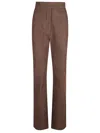 Max Mara Tailored Brown Trousers With Structured Waistband In Brown