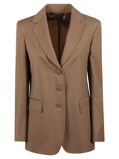 Max Mara Tailored Brown Wool Blazer With Notch Lapel