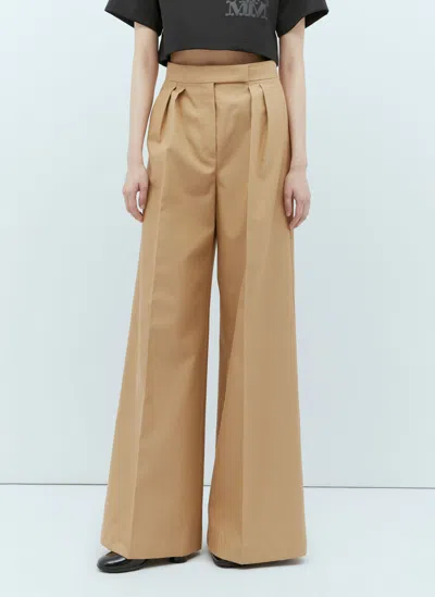 Max Mara Tailored Canvas Pants In Camel