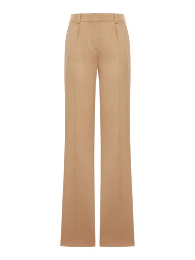 Max Mara Tailored Charcoal Leather Trousers In Nude