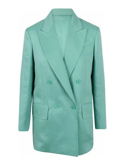Max Mara Tailored Chevron Linen Jacket In Green