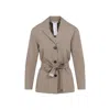 Max Mara Tailored Cotton Shirt With Classic Collar And Belted Waist In Neutral