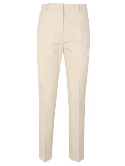 Max Mara Tailored Cotton Straight-leg Trousers With Clean Lines In Brown