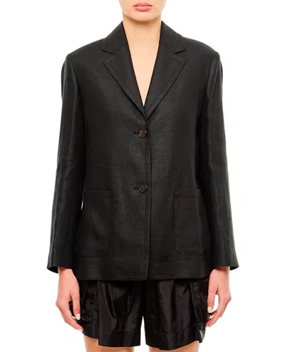 Max Mara Tailored Dark Denim Blue Jacket With Classic Lapels
