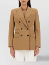 Max Mara Tailored Double-breasted Blazer Featuring Pockets In Brown