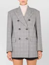 Max Mara Tailored Double-breasted Jacket Featuring Back Vent In Gray