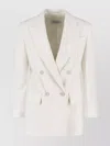 Max Mara Tailored Double-breasted Jacket Flap Pockets In White