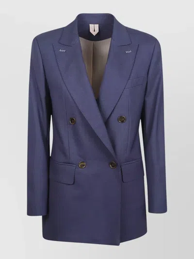 Max Mara Tailored Double Breasted Jacket Notch Lapel In Blue