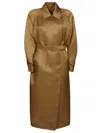 Max Mara Belted Organdy Trench Coat Featuring Pockets In Brown