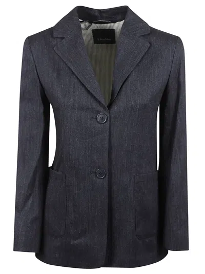 Max Mara Tailored Grey Jacket With Notch Lapel In Black
