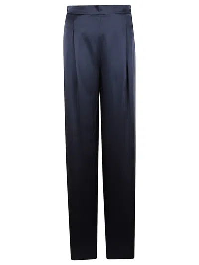 Max Mara Tailored High-waisted Trousers With Wide Legs In Blue